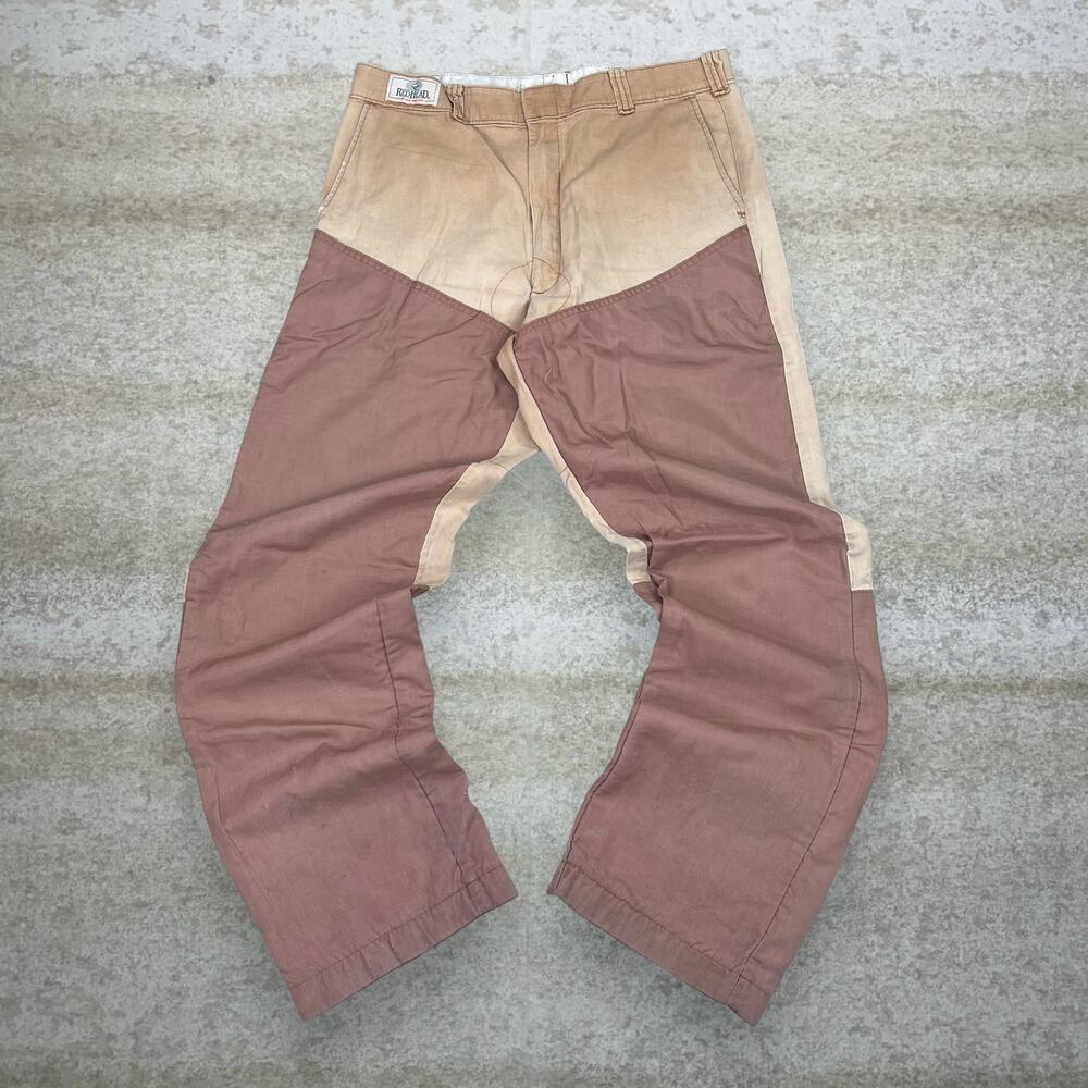 True Vintage 70s Red Head Double Knees Pants 36x32 Baggy Fit Tan Made in USA